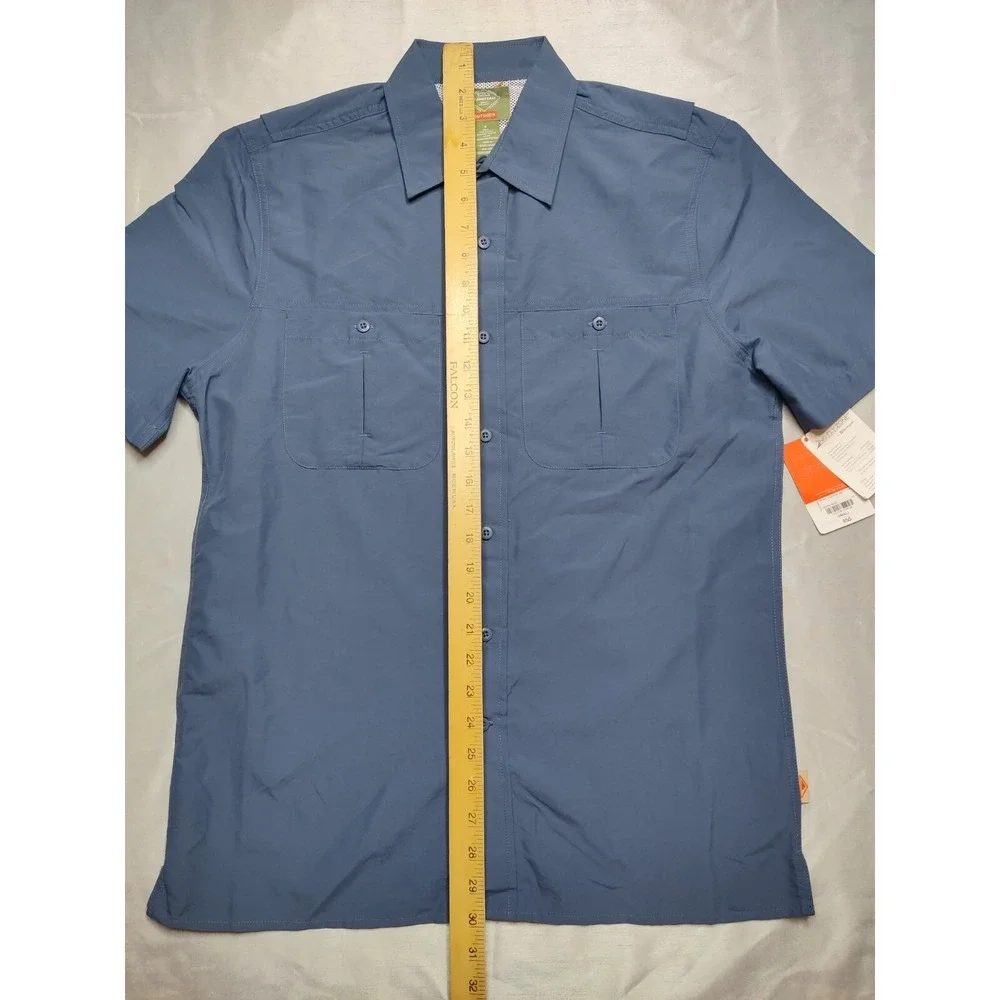 St Johns‎ Bay Outdoor Men Small Indigo Short Sleeve Vented Fishing Shirt NEW